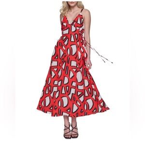 Karl Lagerfeld
Women's Blue Floral-print‎ Lace-up Midi Dress